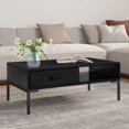 thumbnail image 1 of vidaXL Table Basse Noire 90x50x35 cm en Pin Massif, 1 of 5