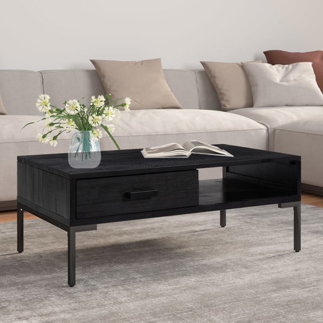 vidaXL Table Basse Noire 90x50x35 cm en Pin Massif