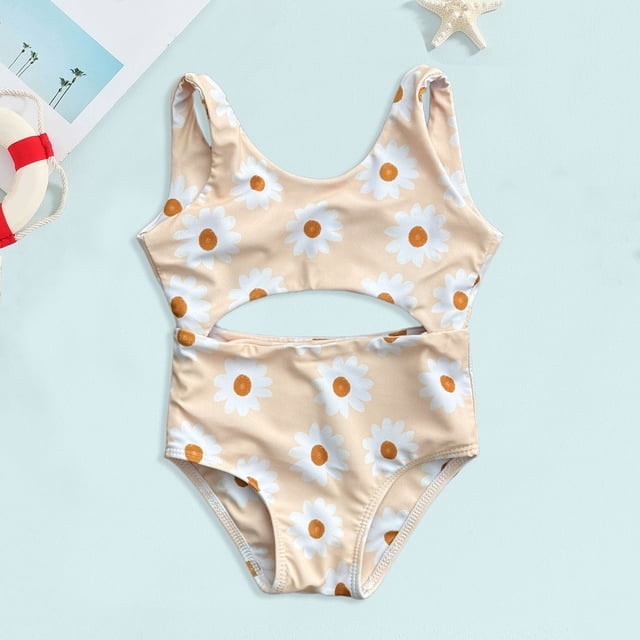 Maillot de Bain Fille Beige une Pièce Ado Séchage Rapide Maillot de Bain Fille 12 m