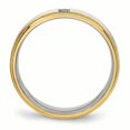 thumbnail image 2 of Stainless Steel Polished Yellow IP CZ Grooved Comfort Back Ring 9 Size, 2 of 7