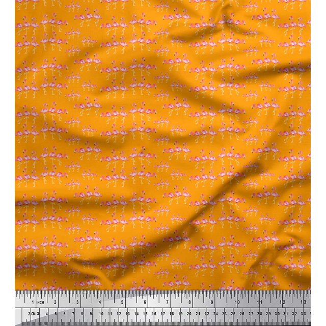Soimoi Rayon Fabric Flamingo Bird Print Fabric by The Yard 42 Inch Wide