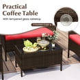 thumbnail image 2 of Gymax Set of 8 Patio Rattan Conversation Set Wicker Furniture Set w/ ChairRed Cushion, 2 of 10