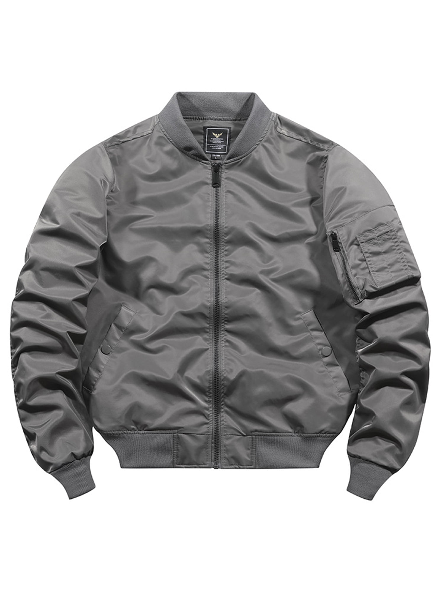 Innerwin Jacket Windproof Mens Outwear Outdoor Solid Color Lightweight Bomber Jackets Gray L