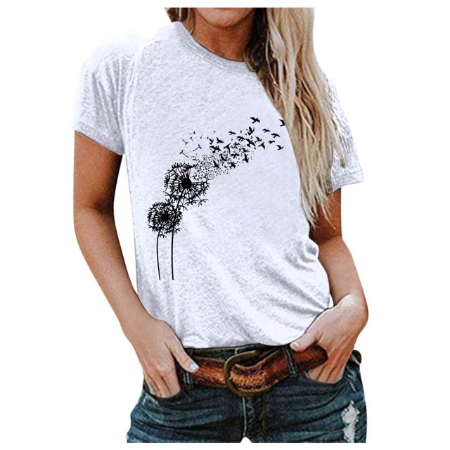 Ketyyh-chn99 Blouse pour Femmes Cadeaux pour Femmes Été Manches Courtes Tunique Décontractée Hauts Confortables Amples Col Rond Hauts blanc,2TG