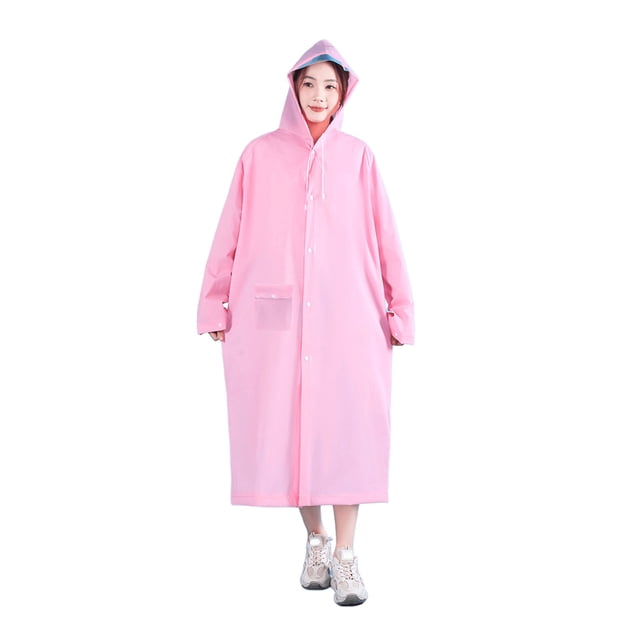 Uuiauoio Imperméable en EVA Poncho de Pluie Réutilisable Unisexe Hommes Femmes Long Transparent Vêtement de Pluie