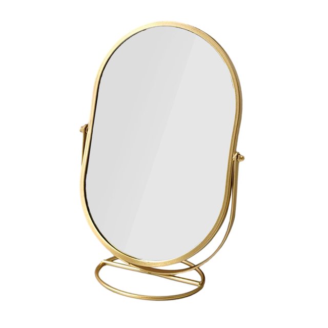 Desktop Stand Mirror Desktop Standing Mirror Vanity Round Mirror Rotating Modern Dressing Table Mirror for Dormitory Dresser Golden