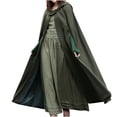 thumbnail image 4 of XZNGL Women Autumn Fashion Solid Hooded Button Cloak Split fork Woolen Coat, 4 of 7