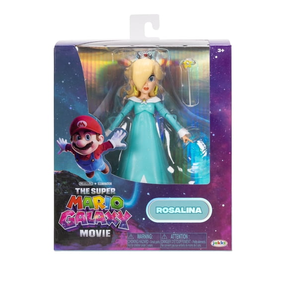 Super Mario Galaxy, Le Film – Série de figurines de 5 pouces avec accessoire – Figurine Rosalina avec accessoires Baguette et Socle