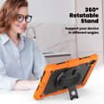 thumbnail image 4 of Case for Lenovo Tab K10 10.3 Inch / M10 FHD Plus 2020 2nd Gen with Screen Protector, 360 Degree Rotating Kickstand Hand Strap Heavy Duty Shockproof Cover with Shoulder Strap, Orange, 4 of 7