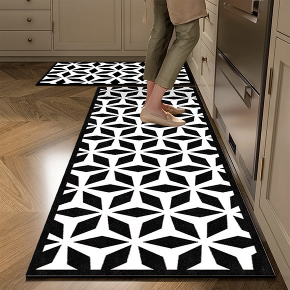 Sokhug Kitchen Mats, 2PCS Kitchen Rugs, Cushioned Anti Fatigue Kitchen Mats for Floor, Non-Slip Standing Desk Mat, Waterproof Kitchen Rug Set for Kitchen, Floor, Office, 15.7x23.6in+15.7x47.2in