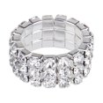 thumbnail image 1 of Elastic Silver Tone 3 Row Crystal Rhinestone crystal ring toe Toe Ring Bridal Jewelry 9mm, 1 of 5