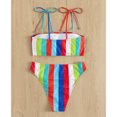thumbnail image 3 of Women Bathing Suits Striped: 2PCS Fashion Strappy Bikini Swimsuit Beach Swimwear, 3 of 10
