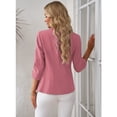 thumbnail image 4 of Timegard Formal Jackets for Women 3/4 Sleeve Ruched Solid Color Work Business Casual Blazer Suit Jackets, 4 of 8