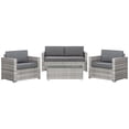 thumbnail image 1 of Outsunny Ensemble de Mobilier de Patio en Osier 4 Pcs avec Coussins, Gris Mélangé, 1 of 10