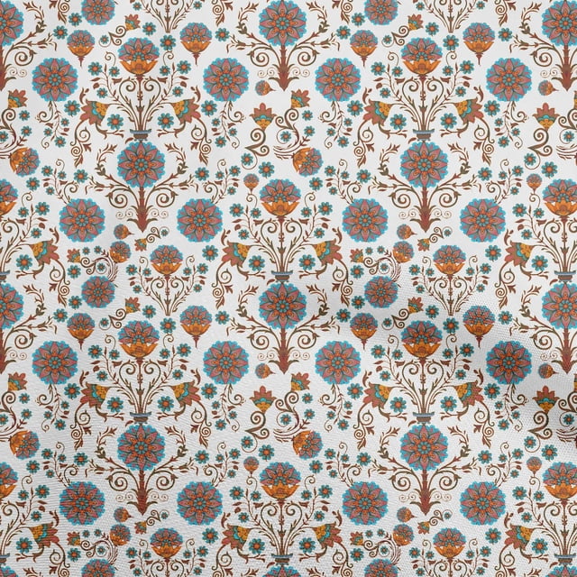 oneOone Cotton Flex Rust Brown Fabric Florals Craft Projects Decor Fabric Printed By The Yard 40 Inch Wide