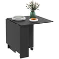 thumbnail image 1 of HOMCOM Foldable Dining Table with Storage Shelves, Drop Leaf, Wheels, Black, 1 of 10