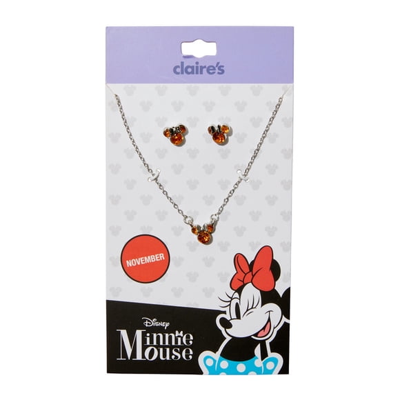 Claire's Disney Licence Minni Mouse Collier en Pierre Précieuse et Boucles d'Oreilles Assorties pour Scorpio