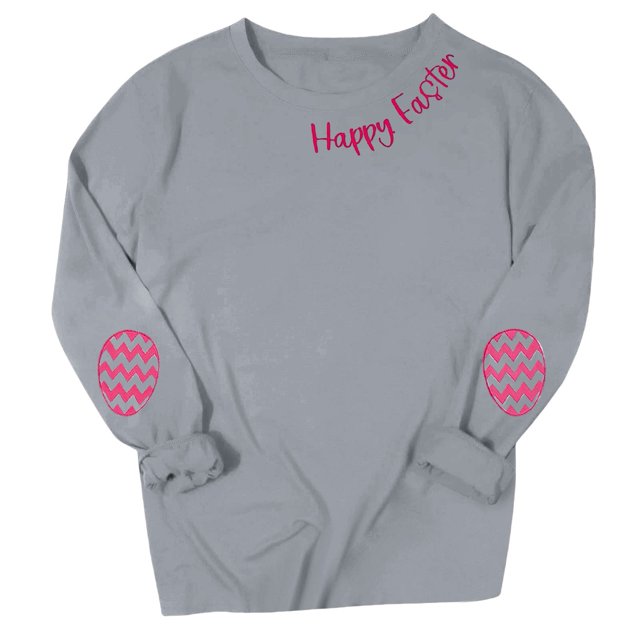 Chandail en Molleton Uni pour Femmes, Chandails en Molleton de Pâques pour Femmes, Œufs de Pâques Graphiques, Coupe Ample, Col Rond, Chandails en Molleton de Festival, Hauts à Enfiler - Hontri