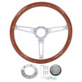 thumbnail image 3 of Retro Steering Wheel, Wood Steering Wheel Assembly 15in Diameter  For Car Modification Brown, 3 of 8