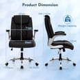 thumbnail image 3 of Costway Chaise de Bureau en Cuir PU, Hauteur Réglable, Chaise de Direction avec Appuie-Tête Réglable, Noir, 3 of 9
