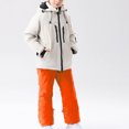 thumbnail image 2 of 4-16 Years Kid's Solid Color Girls Boys Ski Suit Windproof Warm Solid Color Skiing Set Orange, 2 of 7