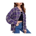 thumbnail image 1 of Women Plaid Flannel Shirt Jacket Button Down Lapel Long Sleeve Shirts Blouse Shacket Cardigan Coats Fall Spring Clothes, 1 of 6