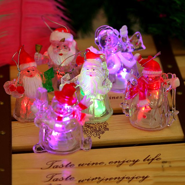 Transparent Santa Snowman Veilleuse LED Lumineuse Suspendue Décoration