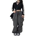 thumbnail image 3 of Ladies Cargo Pants  Solid Loose Trousers with Elastic Waistband and Pockets, 3 of 9