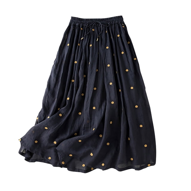 Jupe Longue d'Été pour Femmes, Mode, Imprimée, à Pois, Bandage, Grande Jupe, Jupe Courte