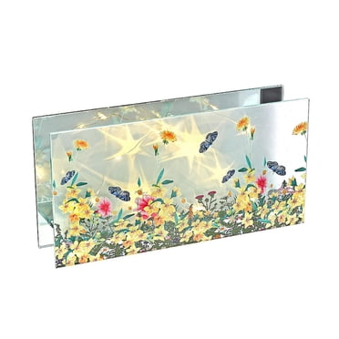 IH Casa Decor Rect. Led Painted Glass Decor Floral Garden
