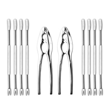 Lobster Crackers and Picks Set, 10-Piece Crab Leg Crackers and Tools - Stainless Steel Seafood Crackers & Forks Nut Cracker Set