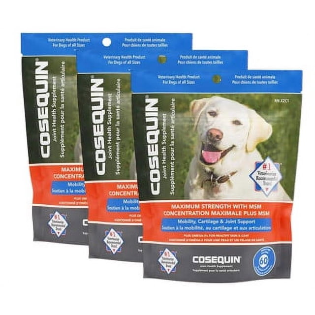 Cosequin Maximum Strength with MSM Plus Omega-3's Joint Health Supplement for Dogs - 3 x 60 Soft Chews | Support Your Dog's Joints with Maximum Strength Cosequin