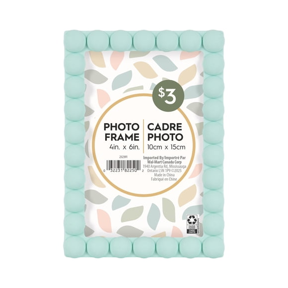 Cadre à photos perlé décoratif menthe de 10,2 cm x 15,2 cm pour table