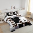thumbnail image 3 of YST Geometric Cowhide Comforter Setfull Abstract Brown Highland Cow Checkered Bedding Set For Kids Boys Adults Silver Grey Stripe Grid Down Comforter,Farm Animal Skin Square Quilt Set, 3 of 6