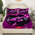 thumbnail image 2 of YST Purple Race Car Bed Sheets Queen Neon Honeycomb Racing Car Games Bedding Set For Kids Boys Girls,Racing Helmet Wheel Checkered Flag Fitted Sheet Soft Breathable Fitted Bed Sheets, 2 of 4