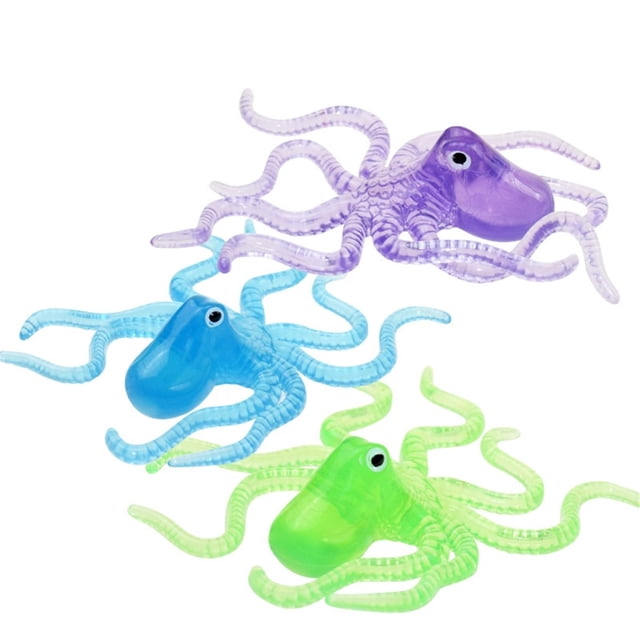 H Diving Underwater Pool Sink Training Toy 3 Octopus Set For Kids Activity Size 1.6In