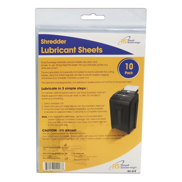 Royal Sovereign Feuilles lubrifiantes pour déchiqueteuse, paquet de 10