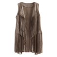 thumbnail image 1 of Kcodviy Haut Décontracté pour Femme en Suède 4X Hauts Ethniques Sans Manches à Franges à Franges Hauts de 30e Anniversaire pour Femme Gilet à Revers Cardigan, 1 of 4