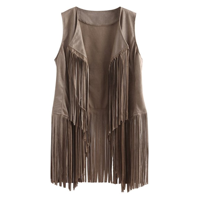 Kcodviy Haut Décontracté pour Femme en Suède 4X Hauts Ethniques Sans Manches à Franges à Franges Hauts de 30e Anniversaire pour Femme Gilet à Revers Cardigan