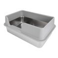 thumbnail image 4 of Stainless Steel Cat Litter Box, Side Entry Design Enclosed High Wall, Easy to Clean, Anti Shedding, Non Sticky, Anti Leakage Kitty Litter Box with Scoop, for Cats, Rabbits, Ferrets, 4 of 7