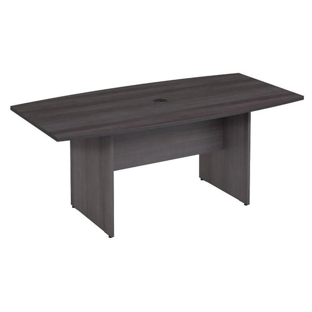 Pemberly Row Table de Conférence en Forme de Bateau 72W x 36D avec Base en Bois, Gris Orage
