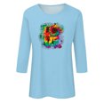 thumbnail image 4 of Qertyioot Cadeau de Saint-Valentin pour Femmes, Mode Manches Trois-Quarts Col Rond Rétro Imprimé de Noël Haut Ample Blouse Manches Trois-Quarts, 4 of 4