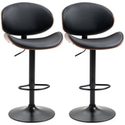 HOMCOM Bar Stools Set of 2 with Curved Back and Footrest