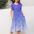 thumbnail image 1 of Girls Dresses Casual Gradient Ruffle Sleeve Round Neck Layered A-Line Dress for Daily Outdoor Use 6-15 Years, 1 of 6