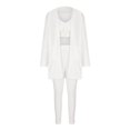 thumbnail image 2 of Innerwin Cardigan Outfit Set Open Front Women Fuzzy 3 Piece Sweatsuit Sleep Solid Color Regular Lounge Sets White XL, 2 of 7