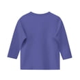 thumbnail image 4 of 2025 Chemises à Manches 3/4 pour Filles Mode Couleur Unie Col Rond Hauts Chemises Décontractées Bleu Foncé, 4 of 6