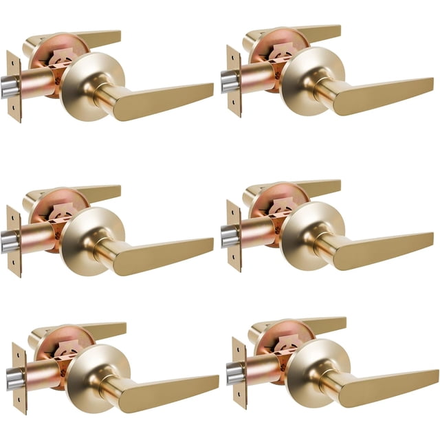 of Lever Keyed Entry Door Lever Handle Lock Universal Door Knob Hardware Nickel Brushed Color (MRCA)