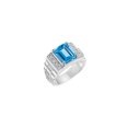 thumbnail image 3 of RYLOS Men's Rings Sterling Silver Designer Style 10X8MM Emerald Cut Shape Gemstone &  Diamonds Blue Topaz December Birthstone Rings For Men Size 8, 3 of 4