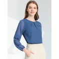 thumbnail image 2 of INSPIRE CHIC Women's Work Office Long Sleeves Keyhole Neck Elegant Blouse Top, 2 of 5