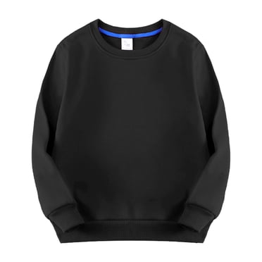 AJIWYH Chandail pour Garçons, Chandail à Col Rond Épais Doublé pour Tout-Petits Enfants Bébés Garçons Filles, Chandail en Molleton Uni en Peluche pour Enfants, Hauts Colorés pour Bébés Manteau Noir, 5-6 Ans